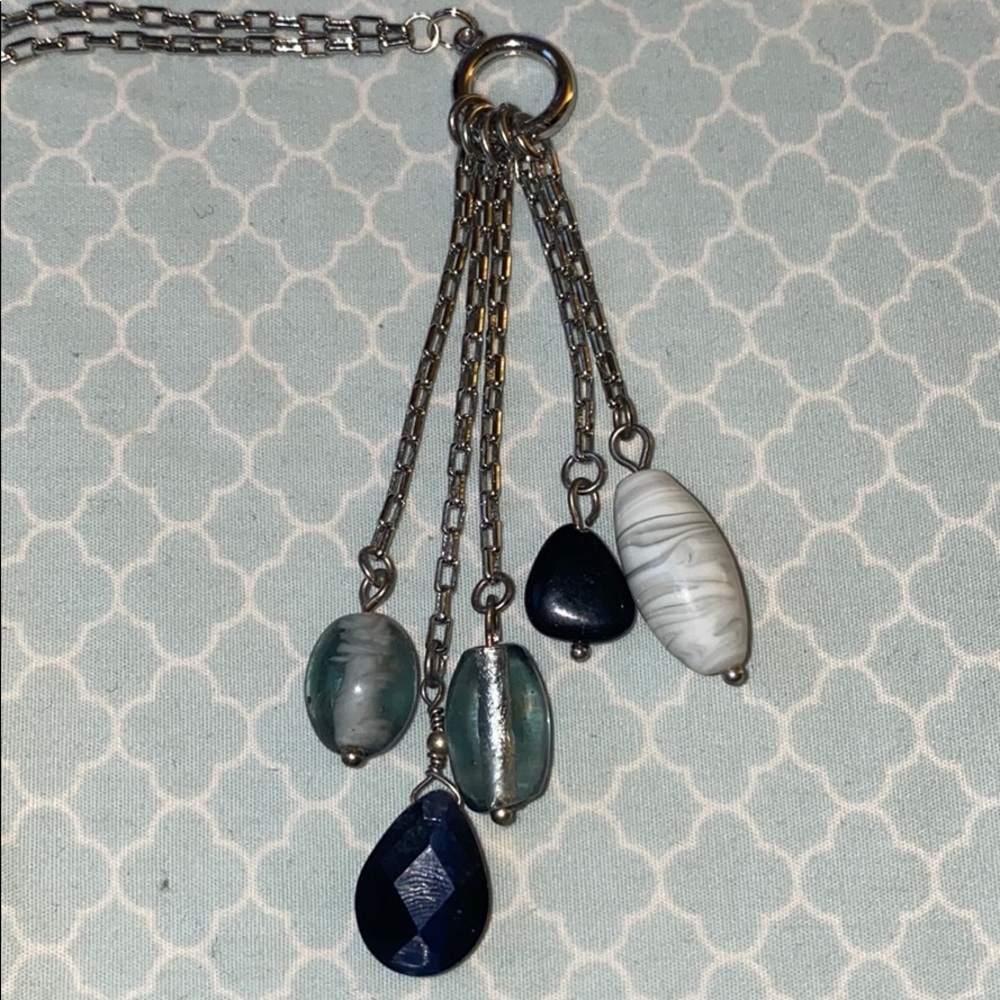 Silver Toggle Necklace with Beads